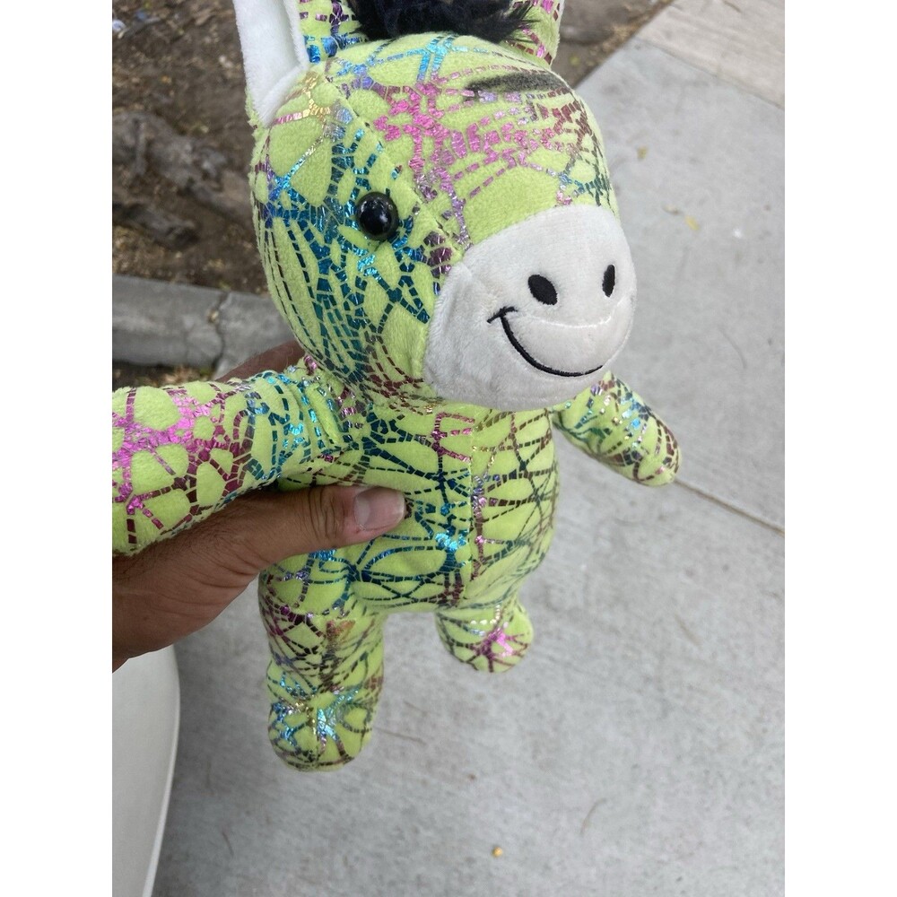 Kellytoy Promo 2022 Green Foil Print Donkey Animal Plush New With Tag 12"